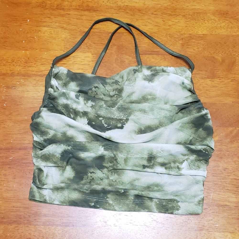 Floerns Women's Tie Dye Halter Ruched Cami Top size M